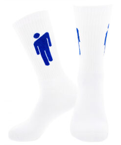 Billie Eilish Blue Blohsh on White Terry Socks