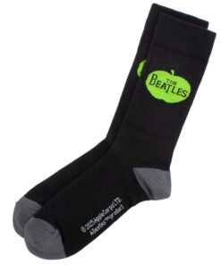 Beatles Green Apple on Black Ankle Socks