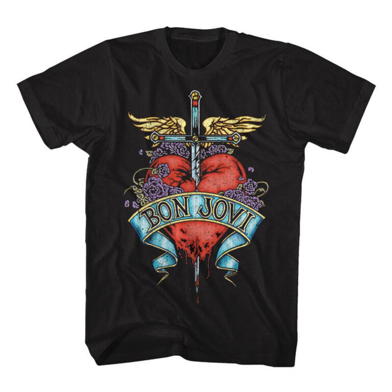 Bon Jovi Sword Through the Heart Black T-Shirt