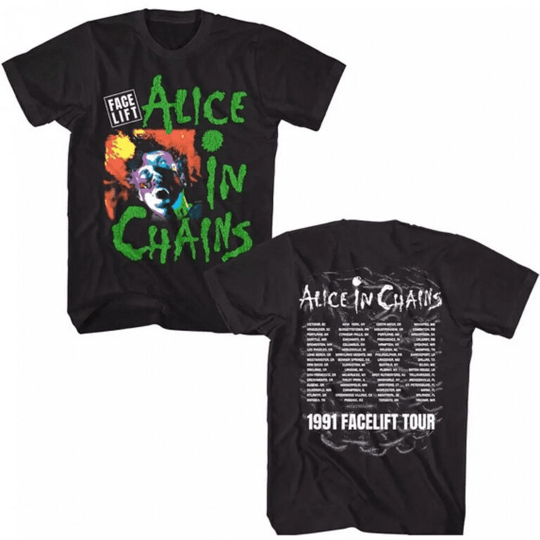 Alice In Chains 1991 Facelift Tour Front and Back Print T-Shirt