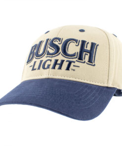 Busch Light Embroidered Logo Snapback Natural Blue Cotton Hat