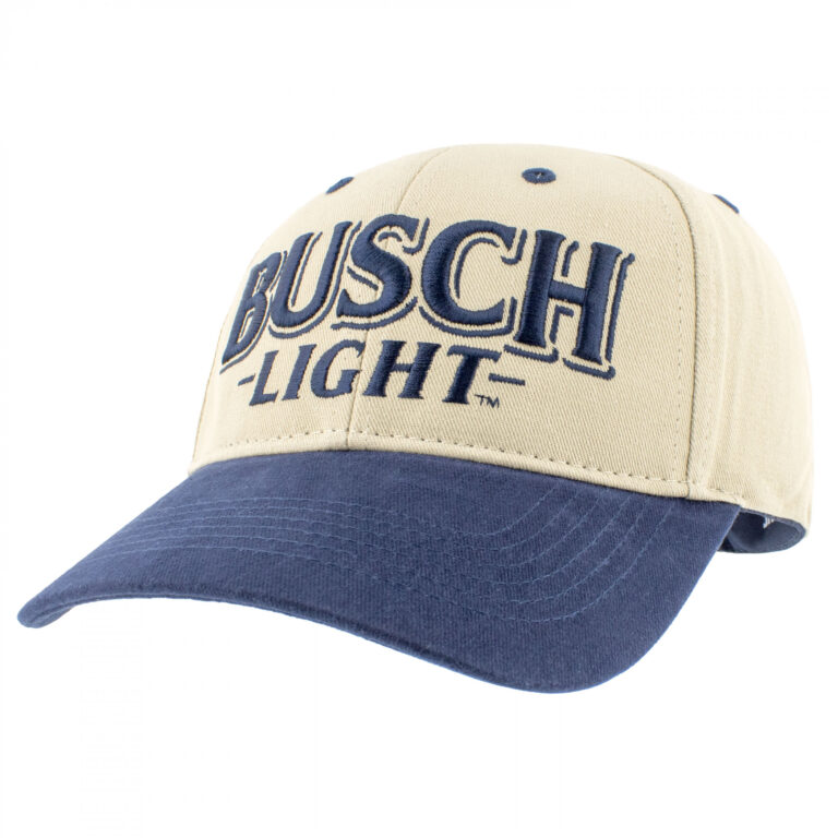 Busch Light Embroidered Logo Snapback Natural Blue Cotton Hat