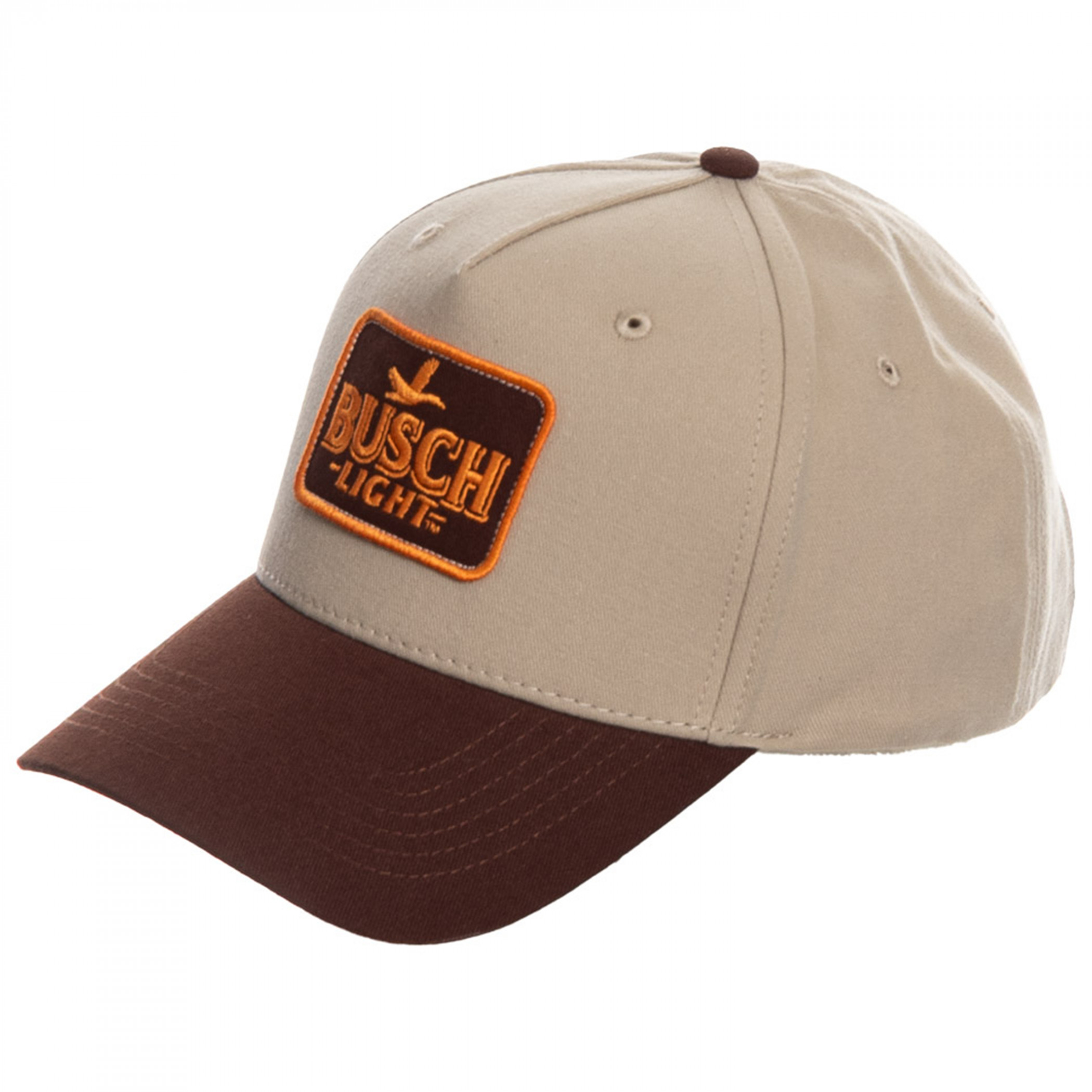 Busch Light Embroidered Brown Logo on Cream Snapback Cotton Hat