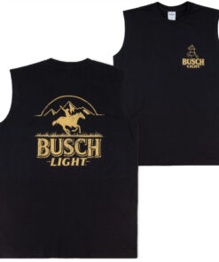 Busch Light Yellow on Black Front & Back Print Sleeveless Muscle Tank