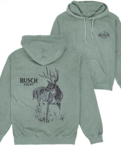 Busch Light Drawn Buck Front and Back Print Fleece Washed Hoodie