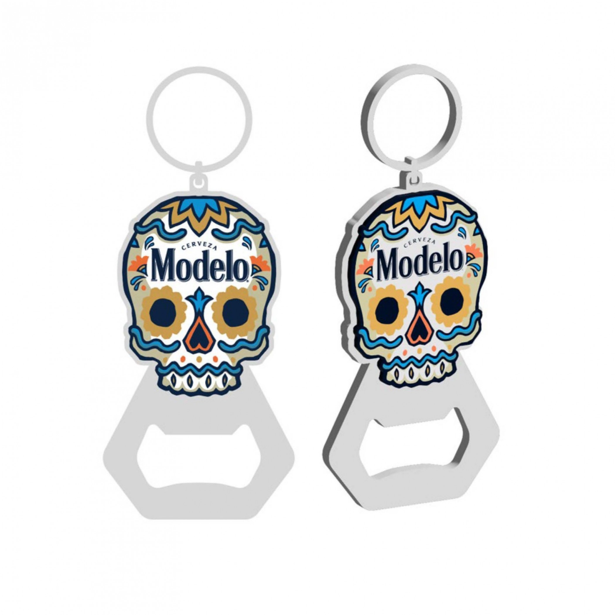 Modelo Sugar Skull Bottle Opener Keychain