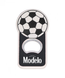 Modelo Black and White Soccer Football Bottle Opener Magnet