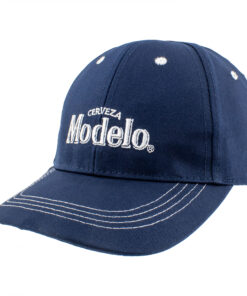 Modelo Cerveza Embroidered White Logo on Denim Snapback Hat
