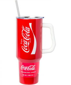Coca Cola Enjoy Logo Stainless Steel Double Wall Tumbler w Handle 40oz