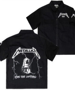 Metallica Ride the Lightning Button-Down Front, Back & Sleeve Print Shirt