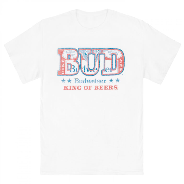 Budweiser King of Beers Label in Text T-Shirt by Junk Food