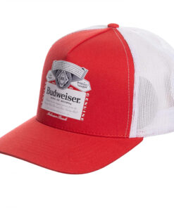 Budweiser Traditional Beer Label on Red Snapback Hat