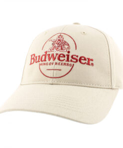 Budweiser Red Embroidered Logo on Beige Adjustable Snapback Hat