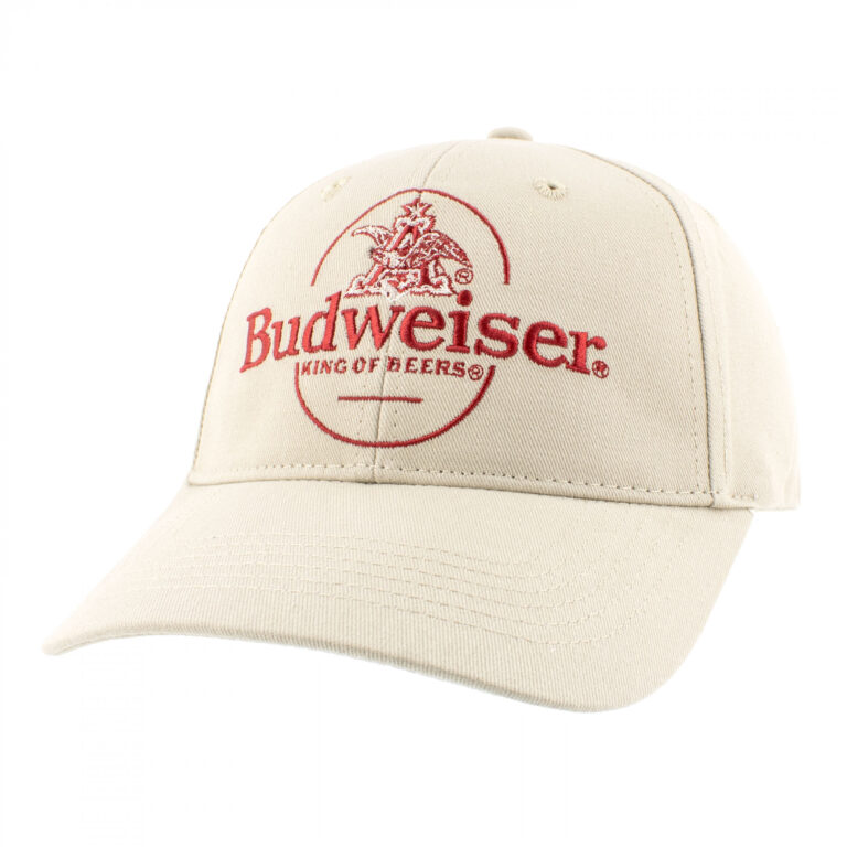 Budweiser Red Embroidered Logo on Beige Adjustable Snapback Hat