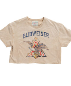 Budweiser Distressed Big Anheuser Logo Cropped Ladies T-Shirt