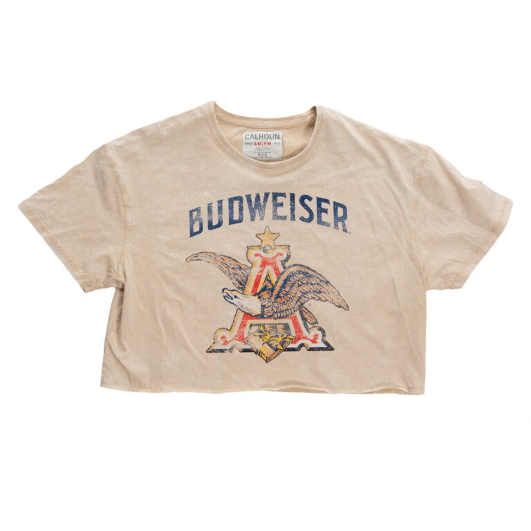 Budweiser Distressed Big Anheuser Logo Cropped Ladies T-Shirt