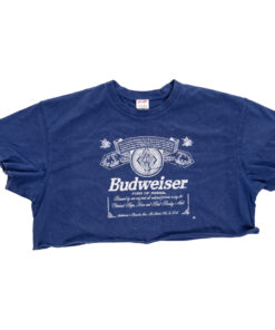 Budweiser Midnight Blue and White Beer Label Cropped Ladies Shirt