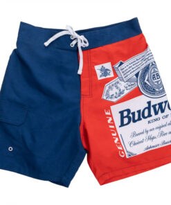 Budweiser Red White and Blue Beer Label Swim Board Shorts