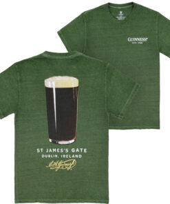 Guinness St James Gate Premium Green Pigment Dye Front & Back Print T-Shirt