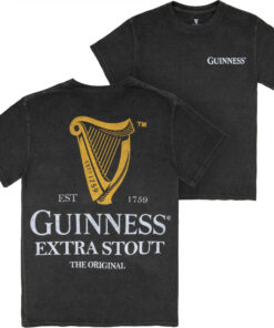Guinness Black Extra Stout Harp Front Back Print Pigment Dye Premium T-Shirt