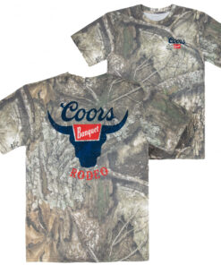 Coors Camo Rodeo Longhorn Front and Back Print T-Shirt