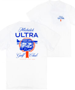 Michelob Ultra Golf Club Gold Cart Front and Back Print T-Shirt