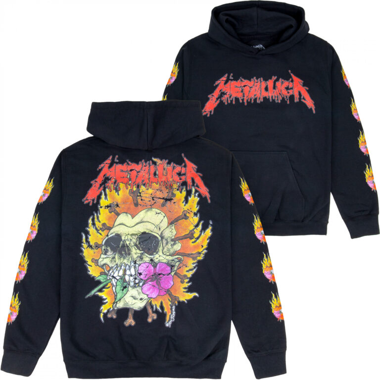 Metallica Floral Skull Pullover Front and Back Print Hoodie