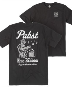 Pabst Blue Ribbon Unalive Music Front and Back Print T-Shirt