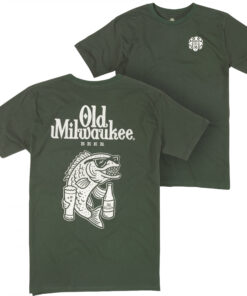 Old Milwaukee Drinking Fish Front and Back Print T-Shirt