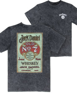 Jack Daniels Vintage Label Mineral Wash Front & Back Print T-shirt