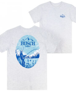 Busch Light Lake Fishing White Colorway Front & Back Print T-Shirt