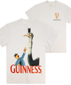 Guinness Ostrich Vintage Gilroy Ad Front Back Print Premium T-Shirt