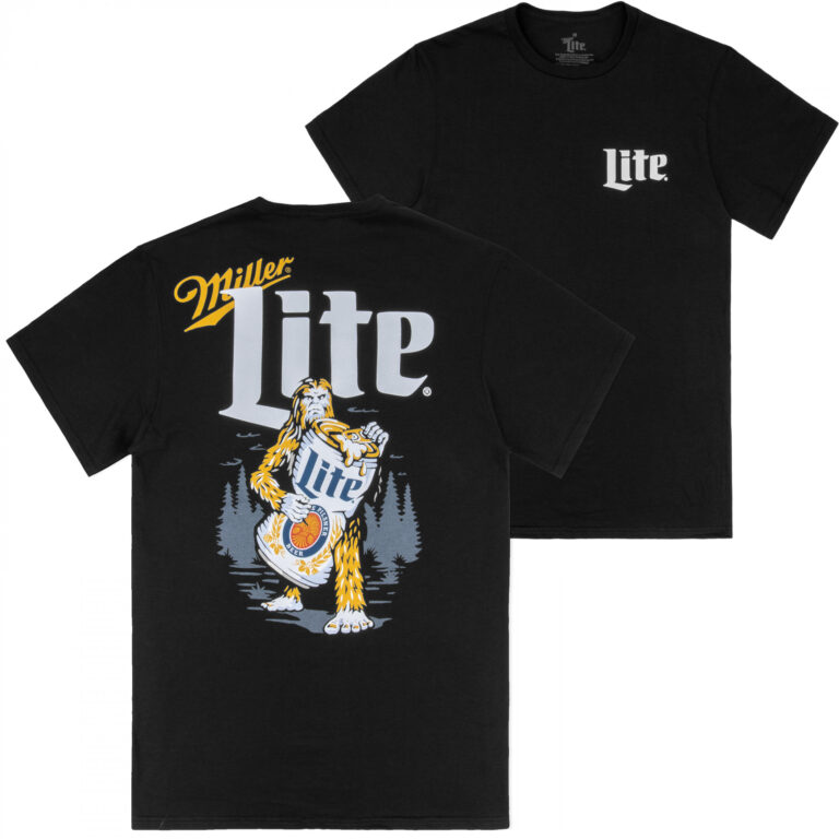 Miller Lite Sasquatch Protects Front and Back Print T-Shirt