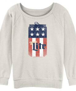 Miller Lite Vintage American Flag Can Scoop Neck Sweatshirt