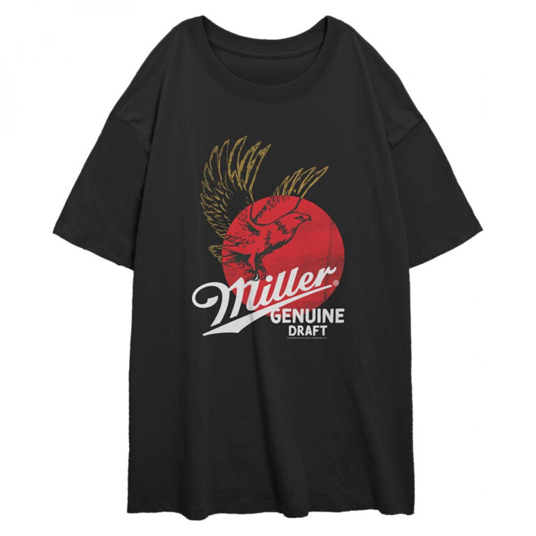 Miller Genuine Draft Distressed Gold & Red Eagle Logo Women’s T-Shirt