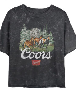 Coors Banquet Roaming Horses Distressed Women's Cropped T-Shirt