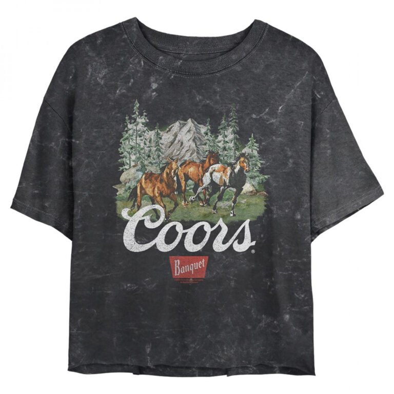Coors Banquet Roaming Horses Distressed Women’s Cropped T-Shirt