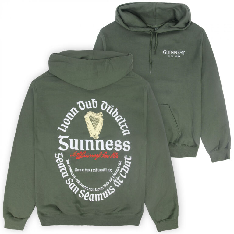 Guinness Irish Label Front & Back Print Premium Pigment Dye Hoodie