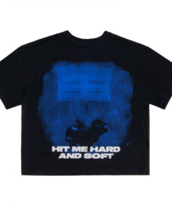 Billie Eilish Hit Me Hard and Soft Blue Lines Ladies Crop Top