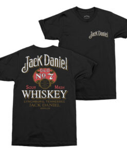 Jack Daniels Vintage Old No. 7 Label Distressed Front & Back Print T-Shirt