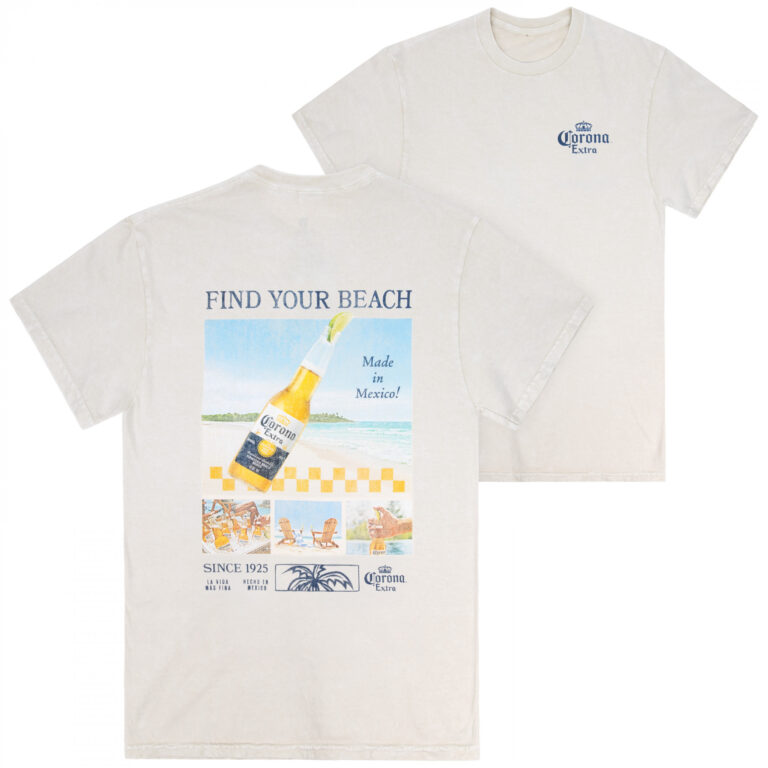 Corona Find Your Beach Montage Front Back Print T-Shirt