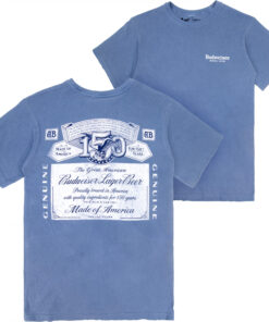 Budweiser 150 Years Label Blue Colorway Premium Mineral Wash Front & Back Print T-Shirt