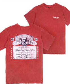 Budweiser 150 Years Label Red Premium Mineral Wash Front & Back Print T-Shirt