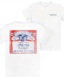 Budweiser 150 Years Label White Premium Mineral Wash Front & Back Print T-Shirt