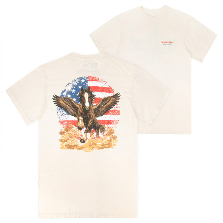 Budweiser Clydesdale Superbowl Ad Premium Mineral Wash Front & Back Print T-Shirt