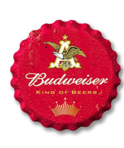 Budweiser King of Beers 18" Red Bottle Cap Tin Sign