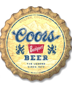 Coors Banquet Weathered 18" Bottle Cap Tin Sign