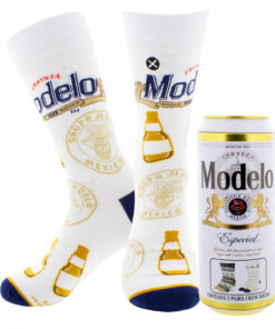 Model Especial Stripes and Bottles Crew Socks 2-Pack in Beer Can