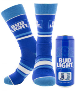 Bud Light Logo and Stripes Crew Socks 2-Pack in Beer Can