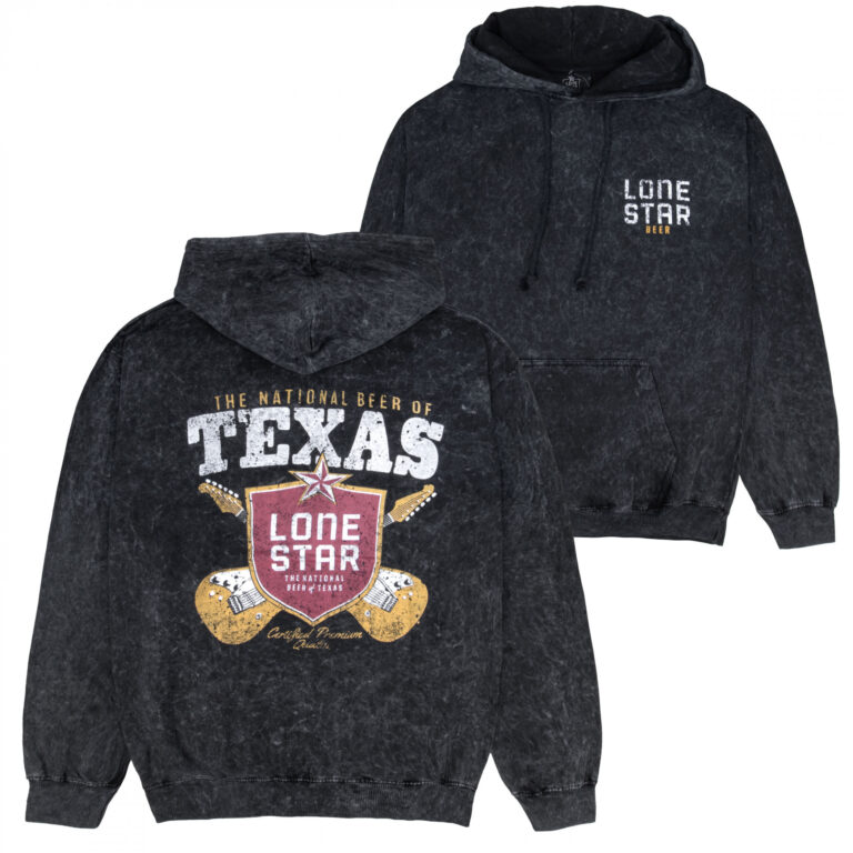 Lone Star Beer Guitar Logo Front and Back Print Pullover Hoodie